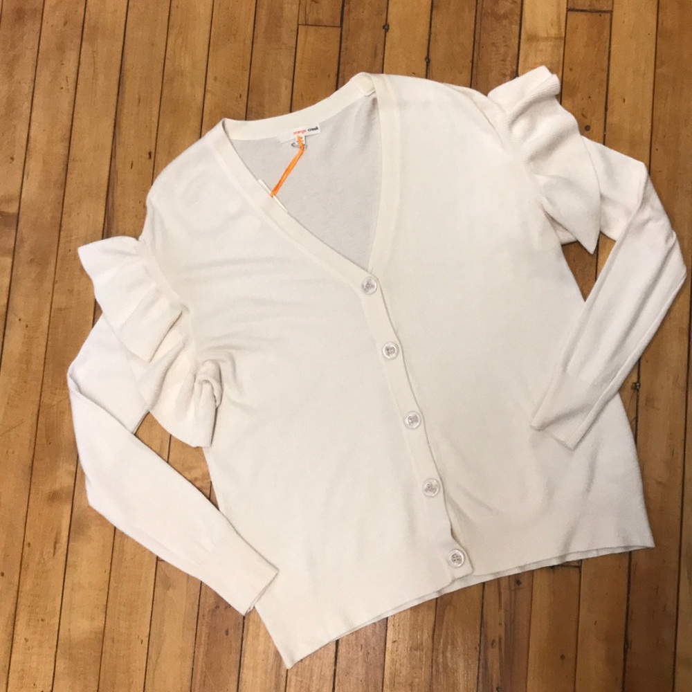 Soft Ruffled Button Up Cardigan.